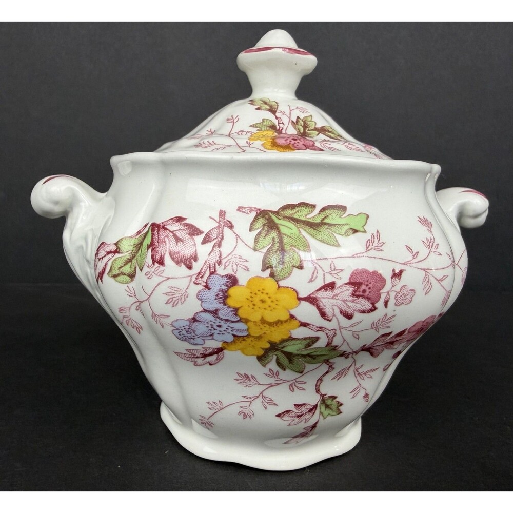 Vintage Ridgway English Garden 4424 Sugar Bowl with Lid, Floral Pattern - Picture 3 of 11